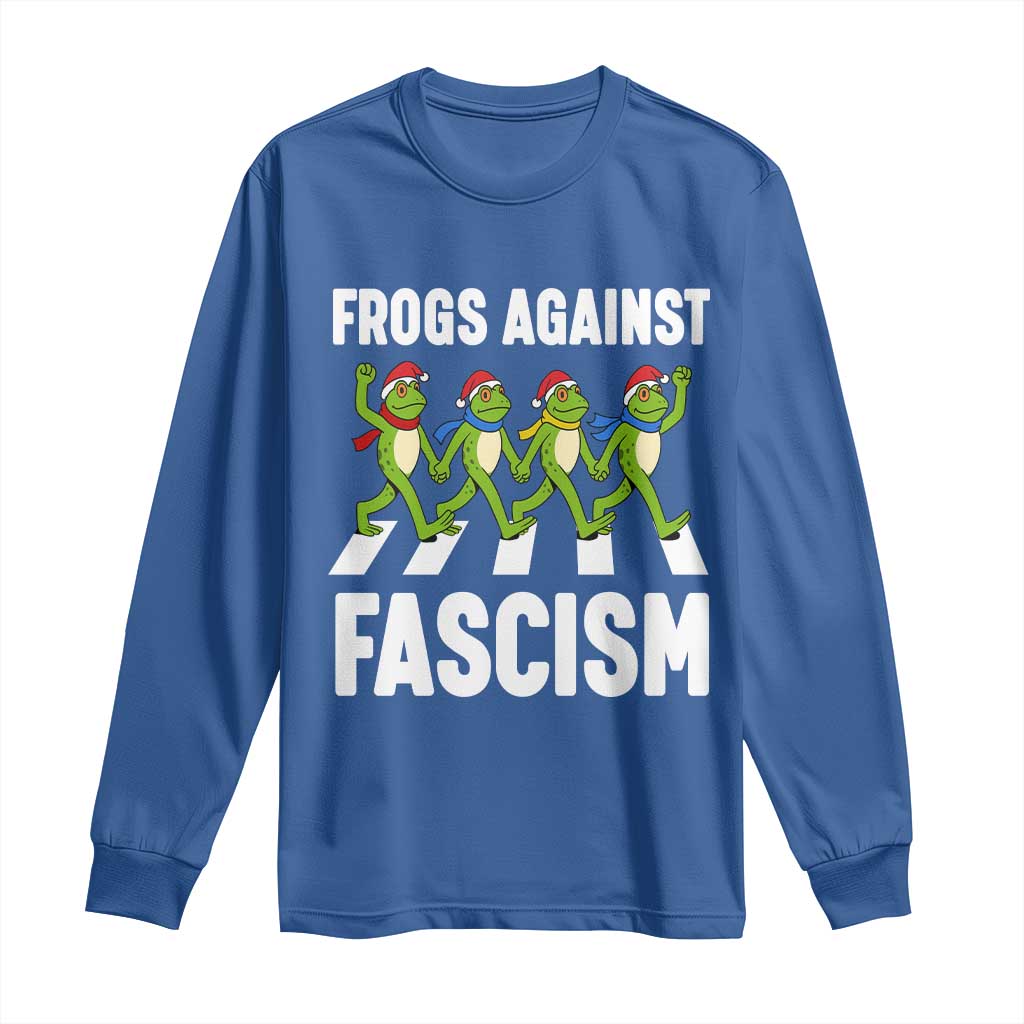 Santa Frog Against Fascism Long Sleeve Shirt Christmas Holiday Frogs Band Resistance Protest - Wonder Print Shop