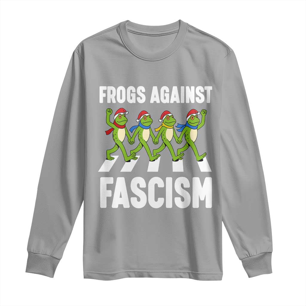 Santa Frog Against Fascism Long Sleeve Shirt Christmas Holiday Frogs Band Resistance Protest - Wonder Print Shop