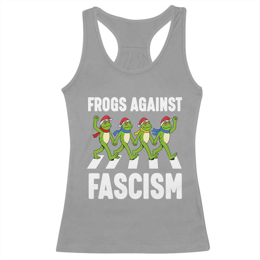 Santa Frog Against Fascism Racerback Tank Top Christmas Holiday Frogs Band Resistance Protest - Wonder Print Shop