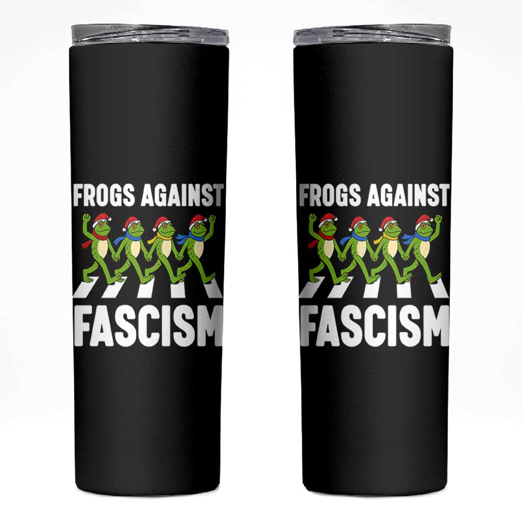 Santa Frog Against Fascism Skinny Tumbler Christmas Holiday Frogs Band Resistance Protest - Wonder Print Shop