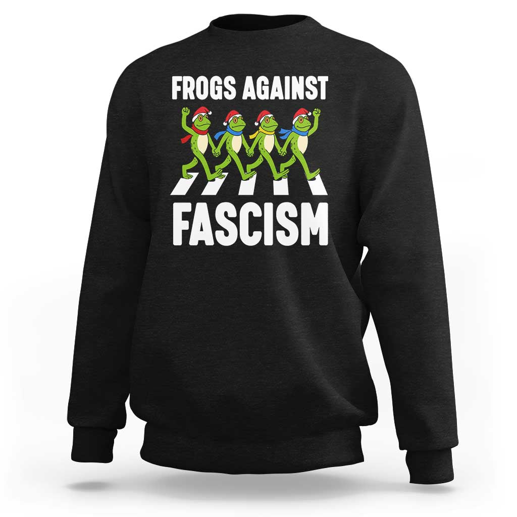 Santa Frog Against Fascism Sweatshirt Christmas Holiday Frogs Band Resistance Protest - Wonder Print Shop