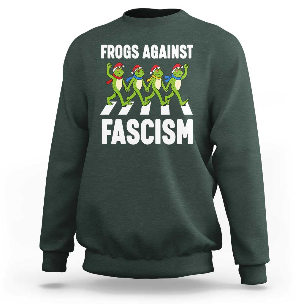 Santa Frog Against Fascism Sweatshirt Christmas Holiday Frogs Band Resistance Protest - Wonder Print Shop