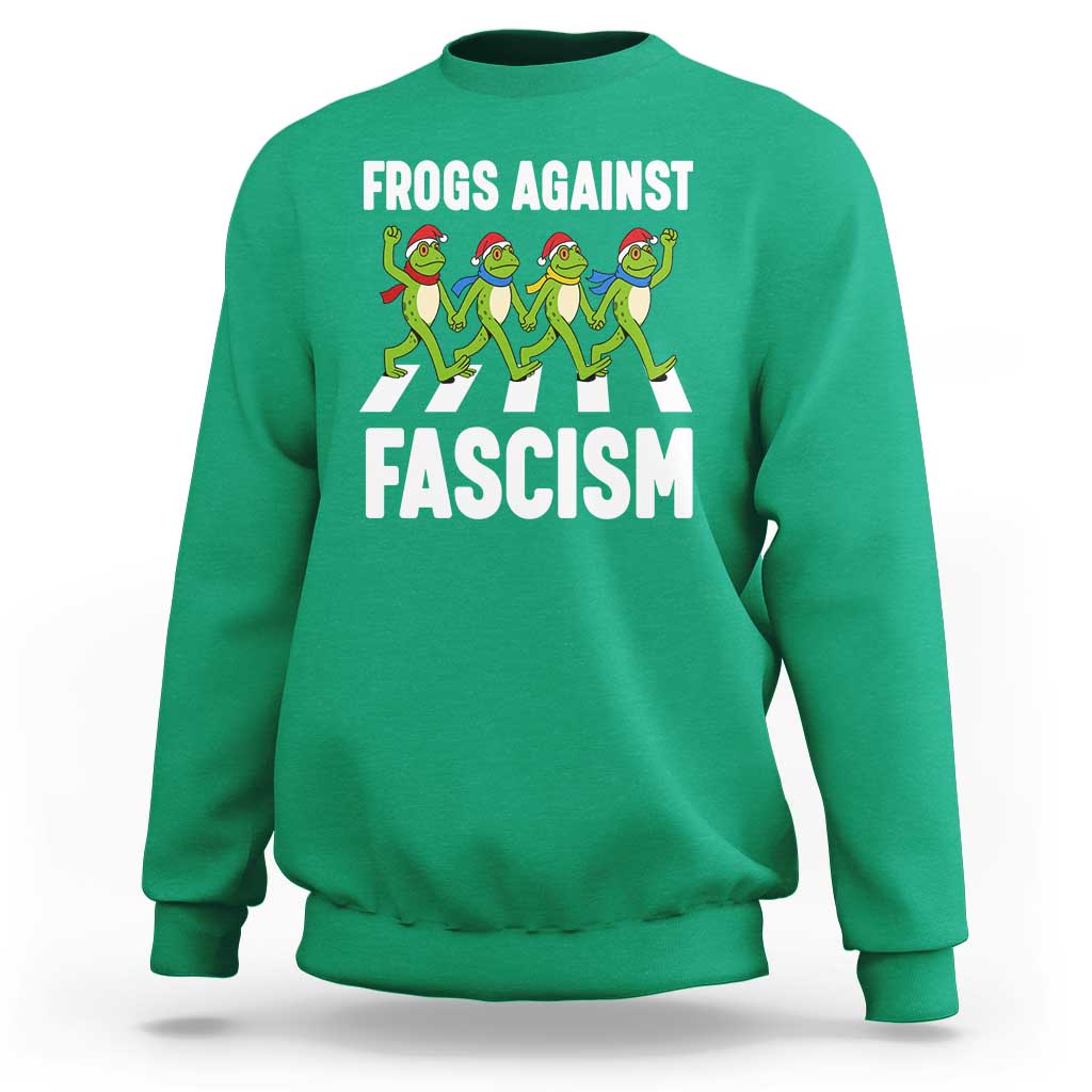 Santa Frog Against Fascism Sweatshirt Christmas Holiday Frogs Band Resistance Protest - Wonder Print Shop