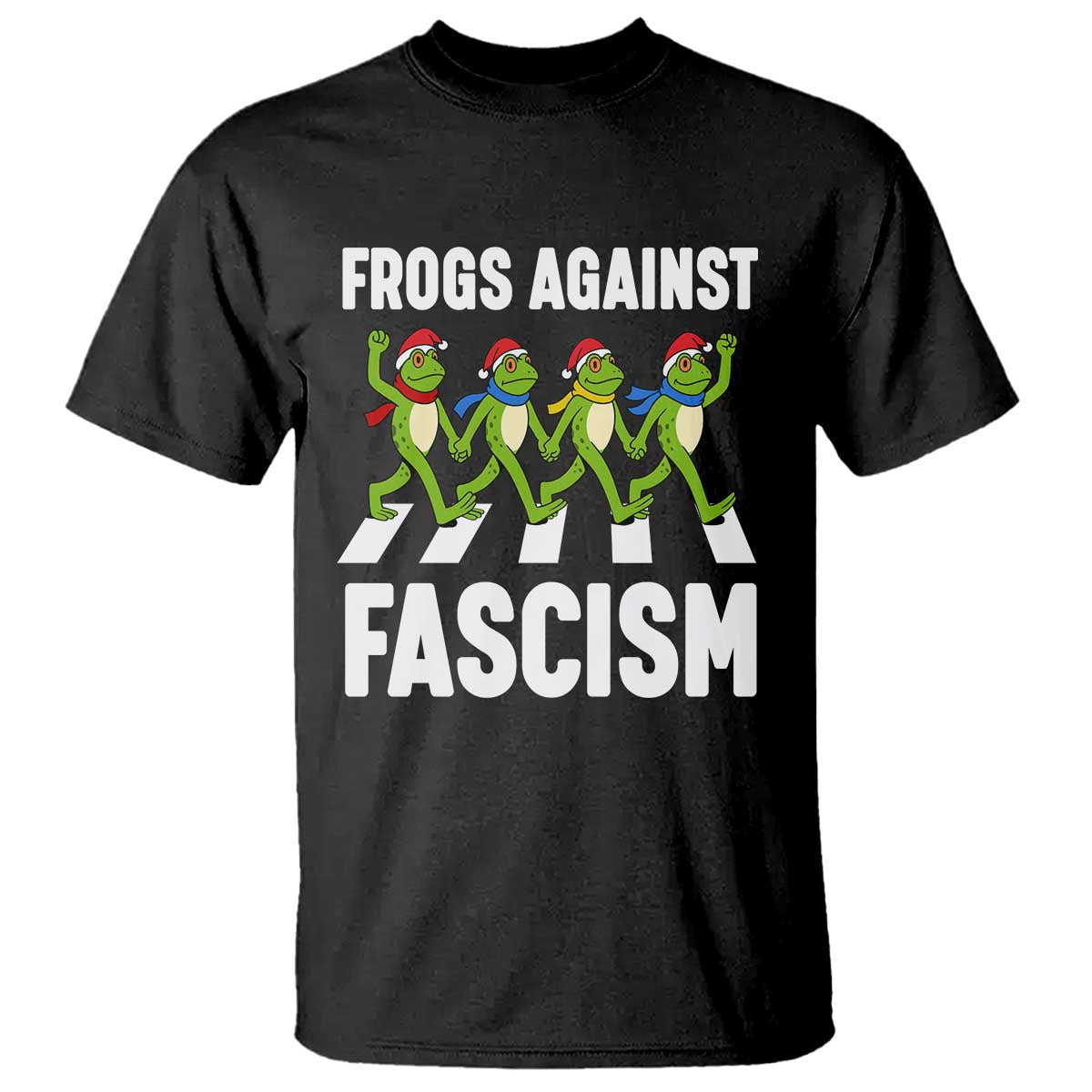 Santa Frog Against Fascism T Shirt Christmas Holiday Frogs Band Resistance Protest - Wonder Print Shop