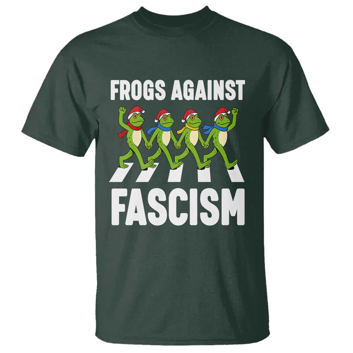 Santa Frog Against Fascism T Shirt Christmas Holiday Frogs Band Resistance Protest - Wonder Print Shop
