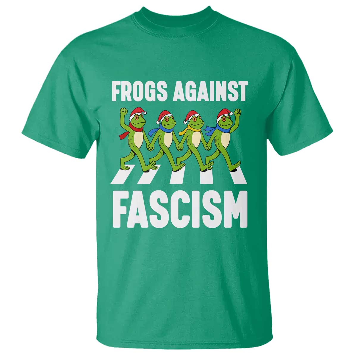 Santa Frog Against Fascism T Shirt Christmas Holiday Frogs Band Resistance Protest - Wonder Print Shop