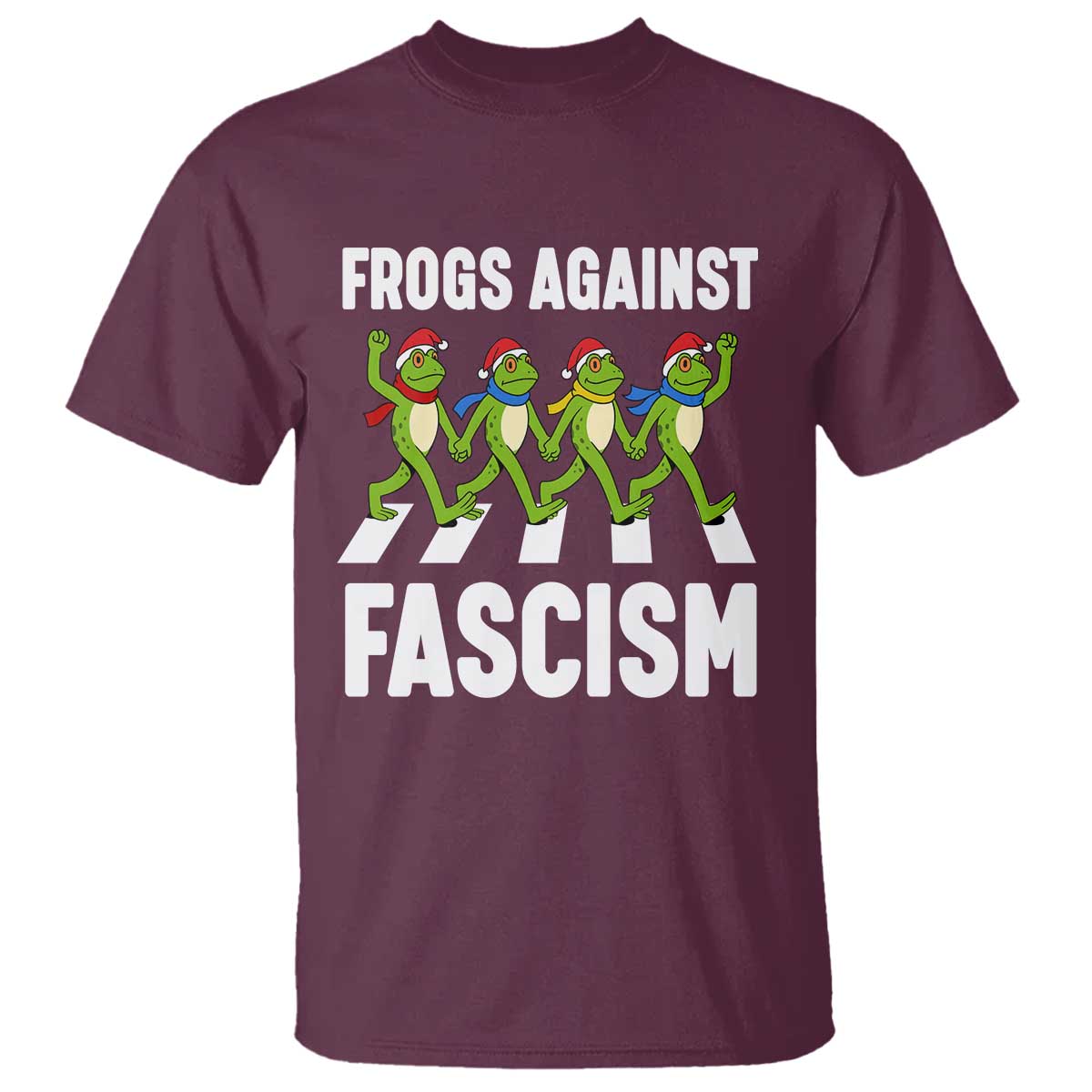Santa Frog Against Fascism T Shirt Christmas Holiday Frogs Band Resistance Protest - Wonder Print Shop