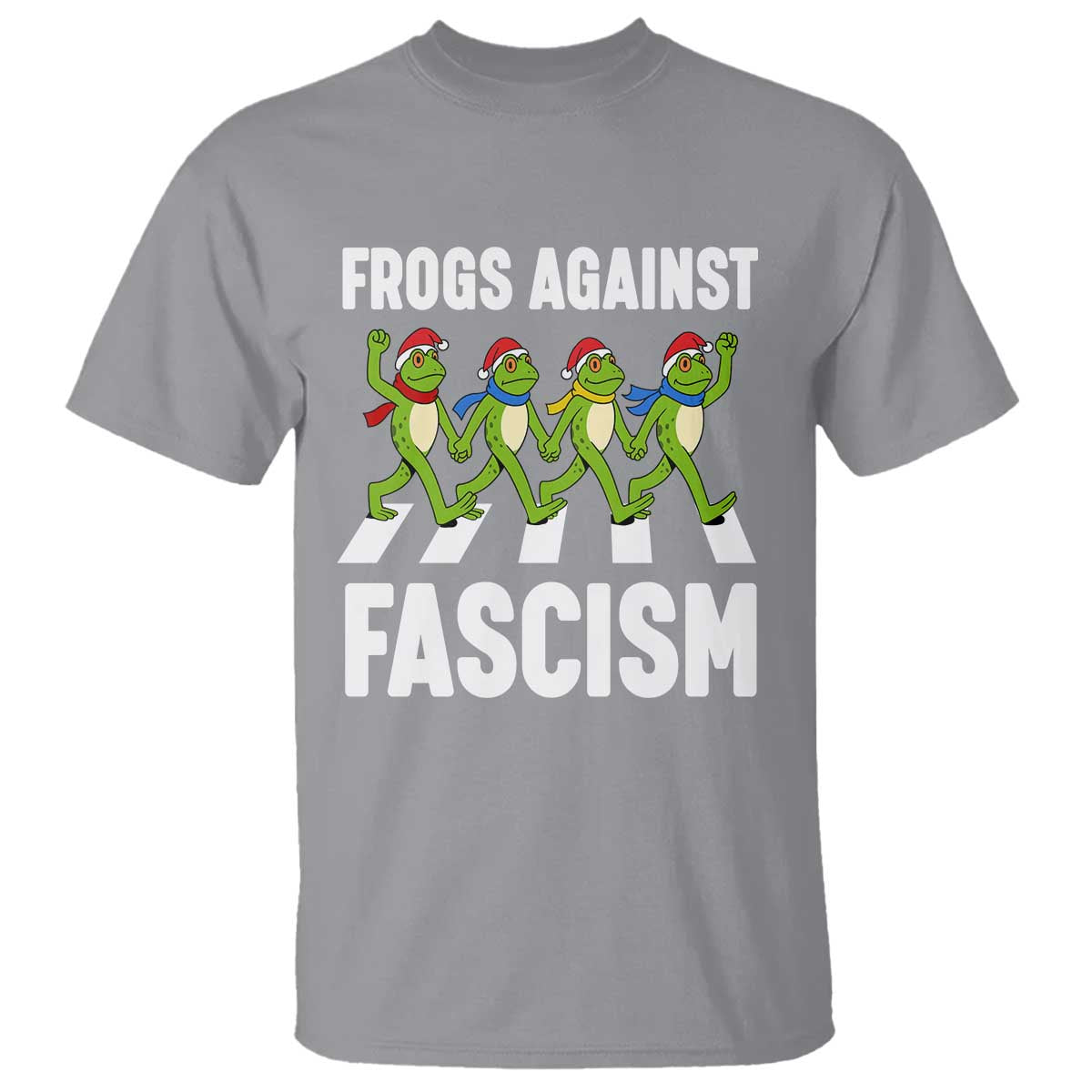 Santa Frog Against Fascism T Shirt Christmas Holiday Frogs Band Resistance Protest - Wonder Print Shop