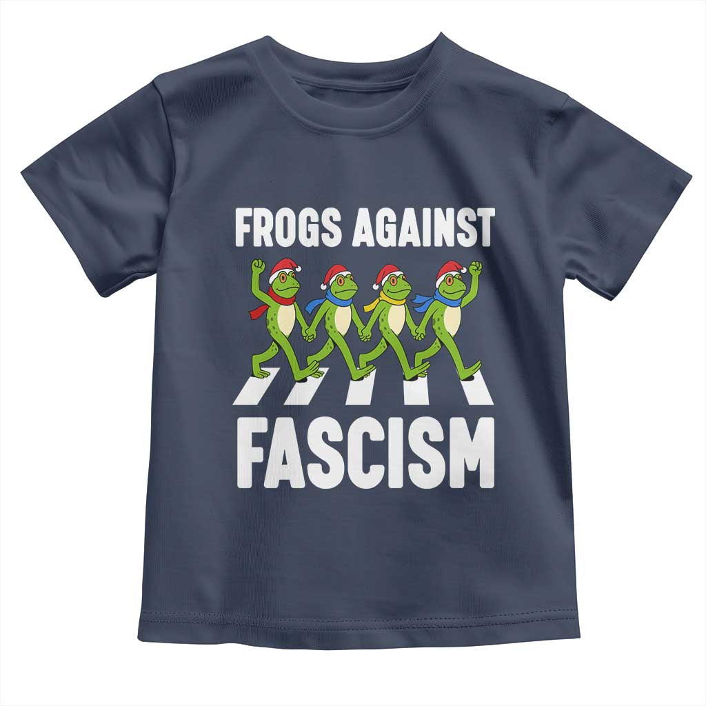 Santa Frog Against Fascism Toddler T Shirt Christmas Holiday Frogs Band Resistance Protest - Wonder Print Shop