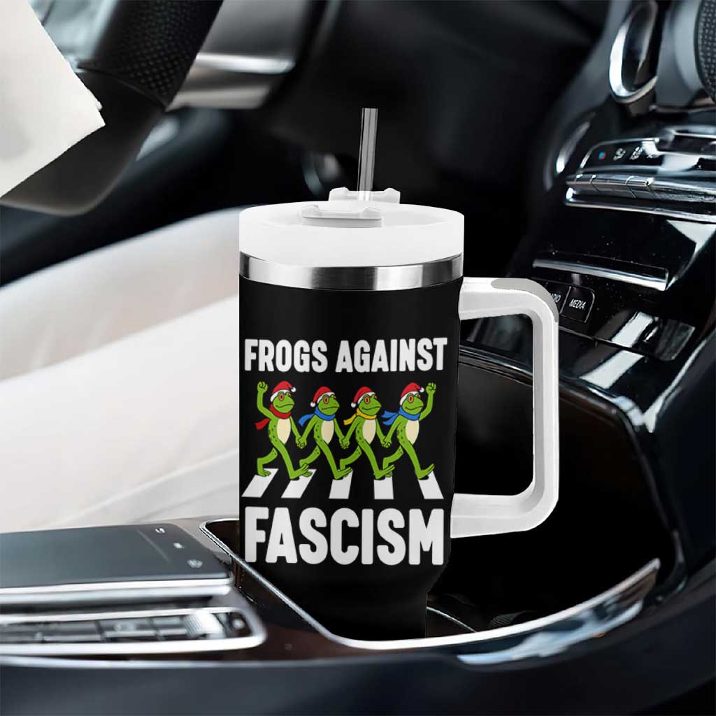 Santa Frog Against Fascism Tumbler With Handle Christmas Holiday Frogs Band Resistance Protest - Wonder Print Shop