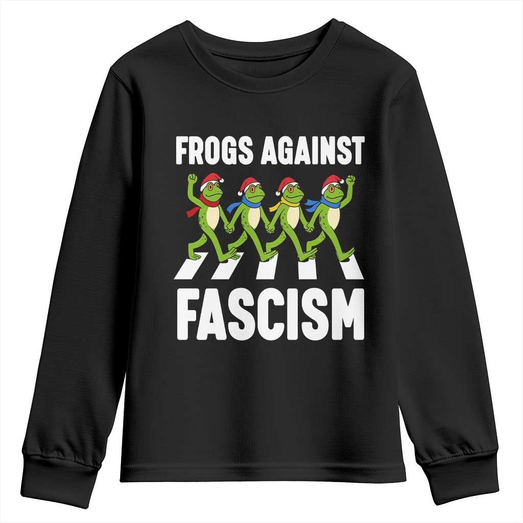 Santa Frog Against Fascism Youth Sweatshirt Christmas Holiday Frogs Band Resistance Protest - Wonder Print Shop