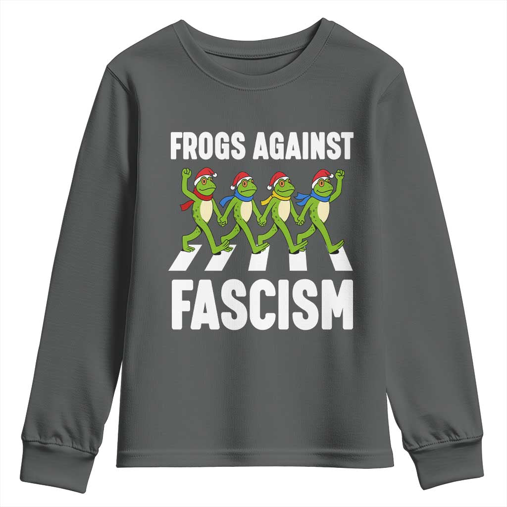 Santa Frog Against Fascism Youth Sweatshirt Christmas Holiday Frogs Band Resistance Protest - Wonder Print Shop