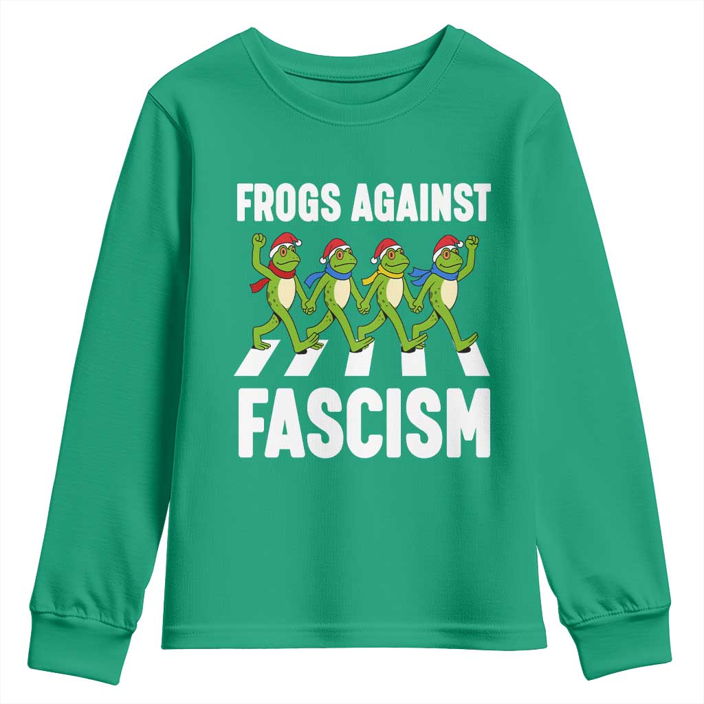 Santa Frog Against Fascism Youth Sweatshirt Christmas Holiday Frogs Band Resistance Protest - Wonder Print Shop