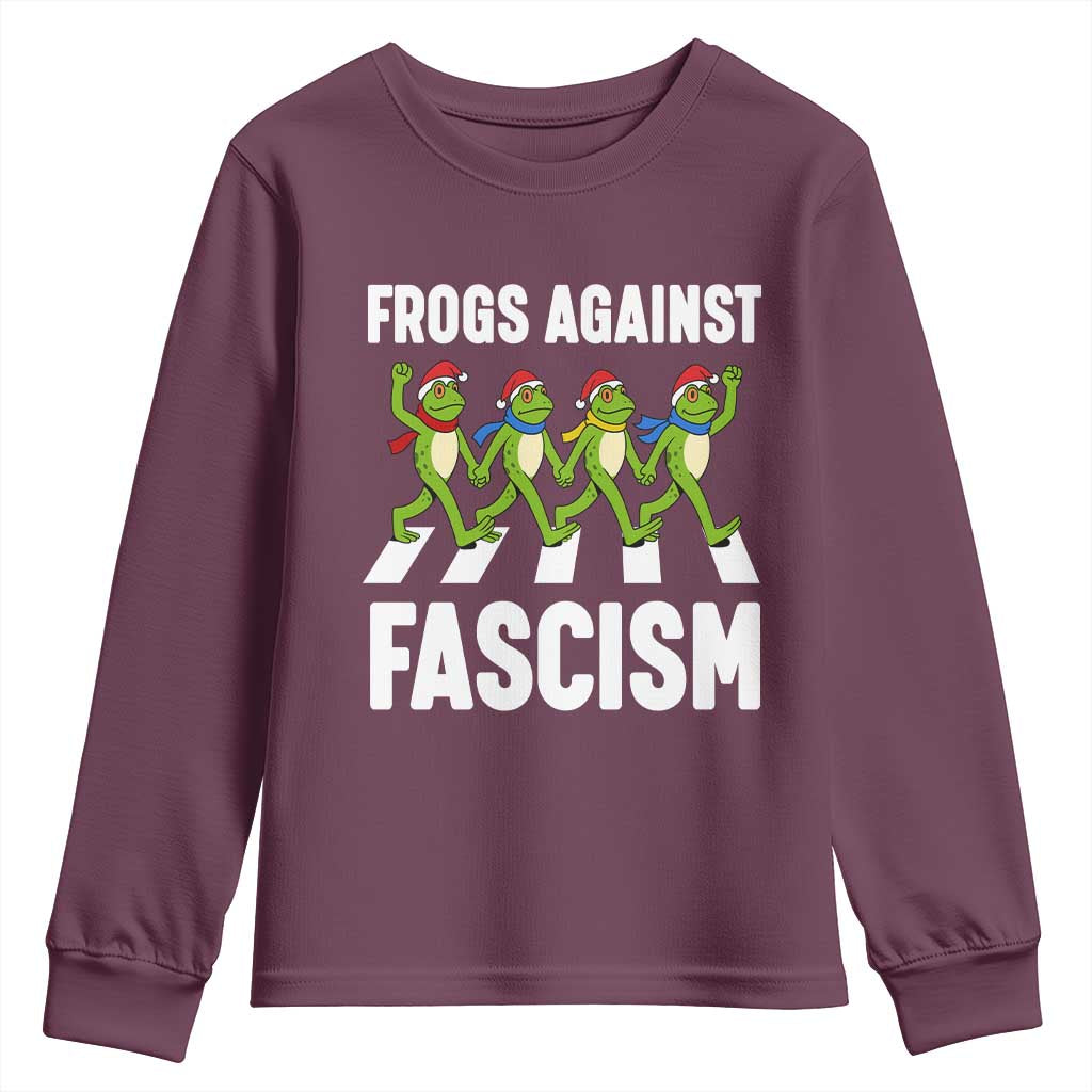 Santa Frog Against Fascism Youth Sweatshirt Christmas Holiday Frogs Band Resistance Protest - Wonder Print Shop