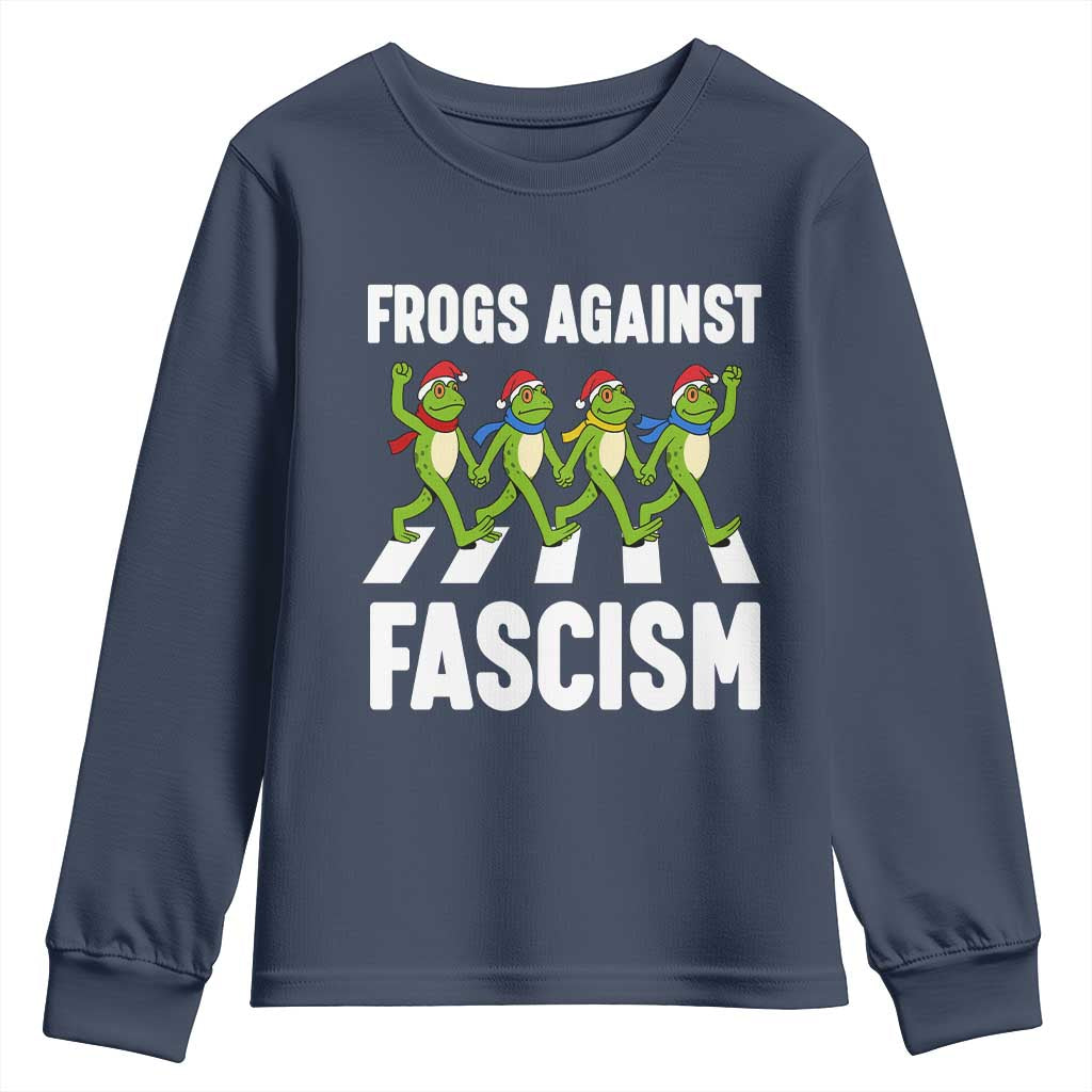 Santa Frog Against Fascism Youth Sweatshirt Christmas Holiday Frogs Band Resistance Protest - Wonder Print Shop