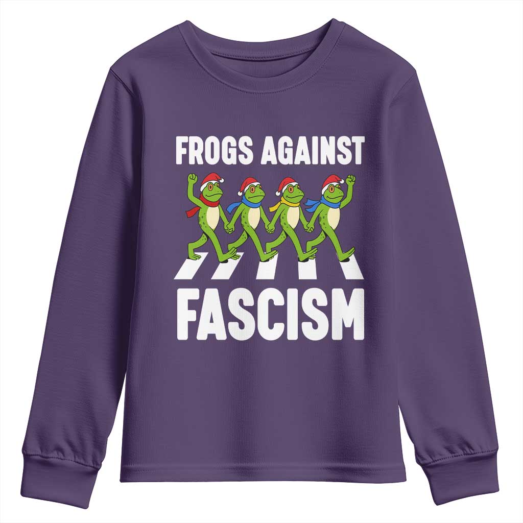 Santa Frog Against Fascism Youth Sweatshirt Christmas Holiday Frogs Band Resistance Protest - Wonder Print Shop