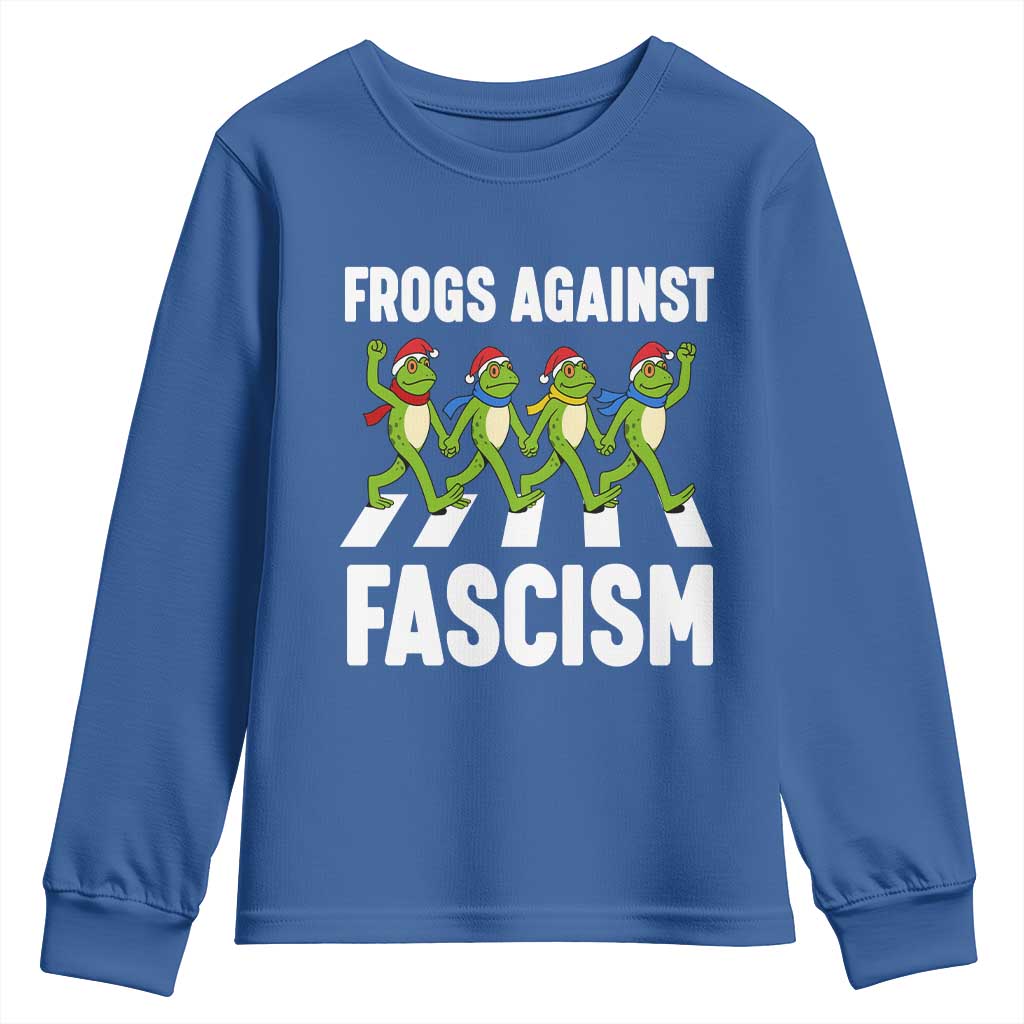 Santa Frog Against Fascism Youth Sweatshirt Christmas Holiday Frogs Band Resistance Protest - Wonder Print Shop
