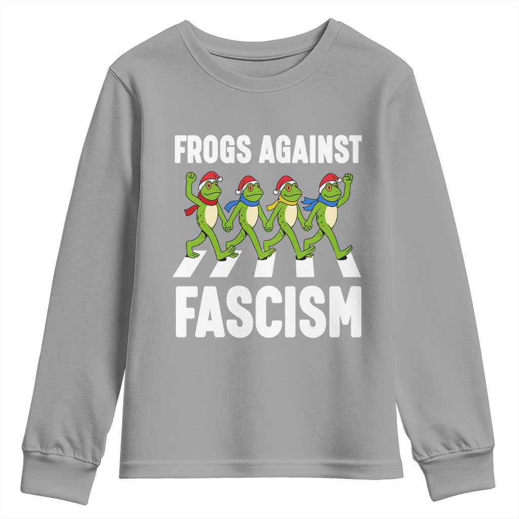Santa Frog Against Fascism Youth Sweatshirt Christmas Holiday Frogs Band Resistance Protest - Wonder Print Shop