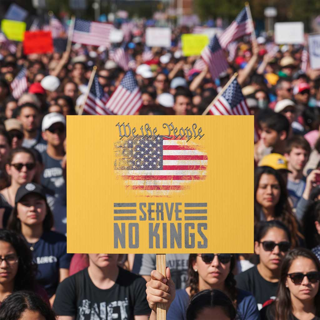 We The People Serve No Kings Protest Sign Patriotic Eagle American Flag - Wonder Print Shop