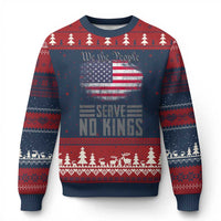 We The People Serve No Kings Ugly Christmas Sweater Patriotic Eagle American Flag - Wonder Print Shop