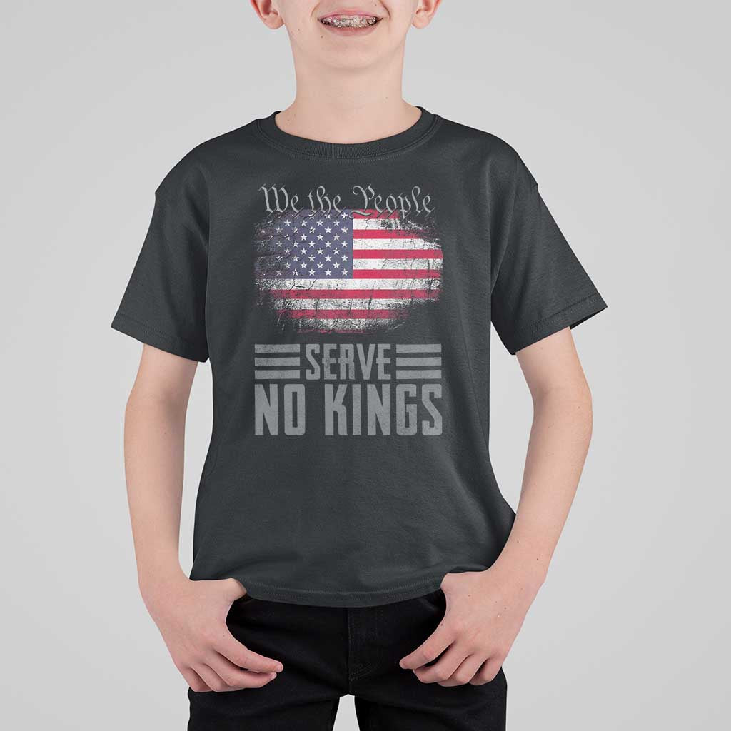 We The People Serve No Kings T Shirt For Kid Patriotic Eagle American Flag - Wonder Print Shop