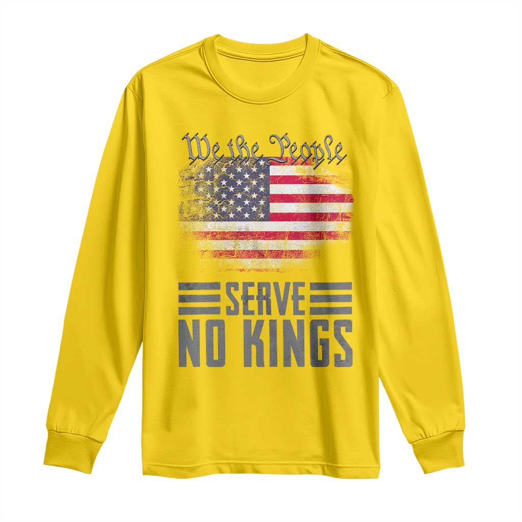 We The People Serve No Kings Long Sleeve Shirt Patriotic Eagle American Flag - Wonder Print Shop