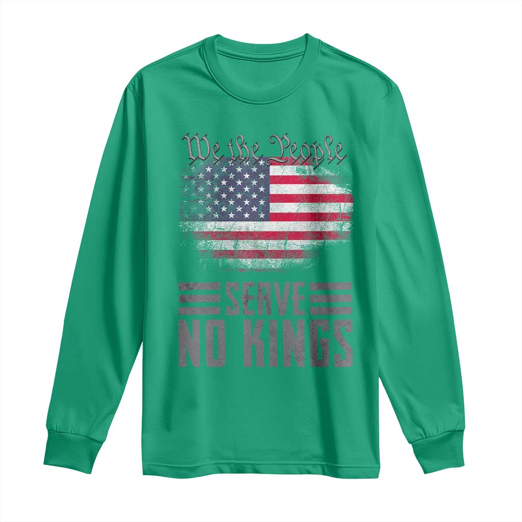 We The People Serve No Kings Long Sleeve Shirt Patriotic Eagle American Flag - Wonder Print Shop