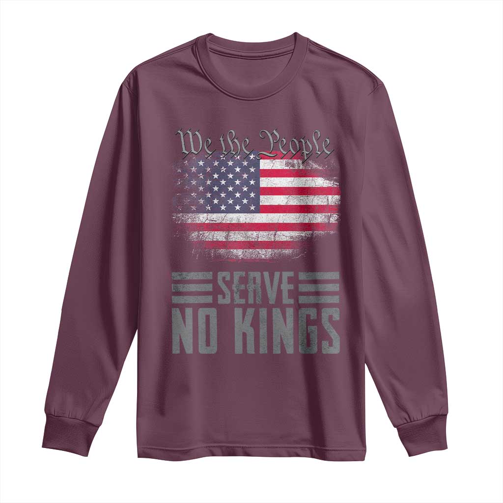 We The People Serve No Kings Long Sleeve Shirt Patriotic Eagle American Flag - Wonder Print Shop