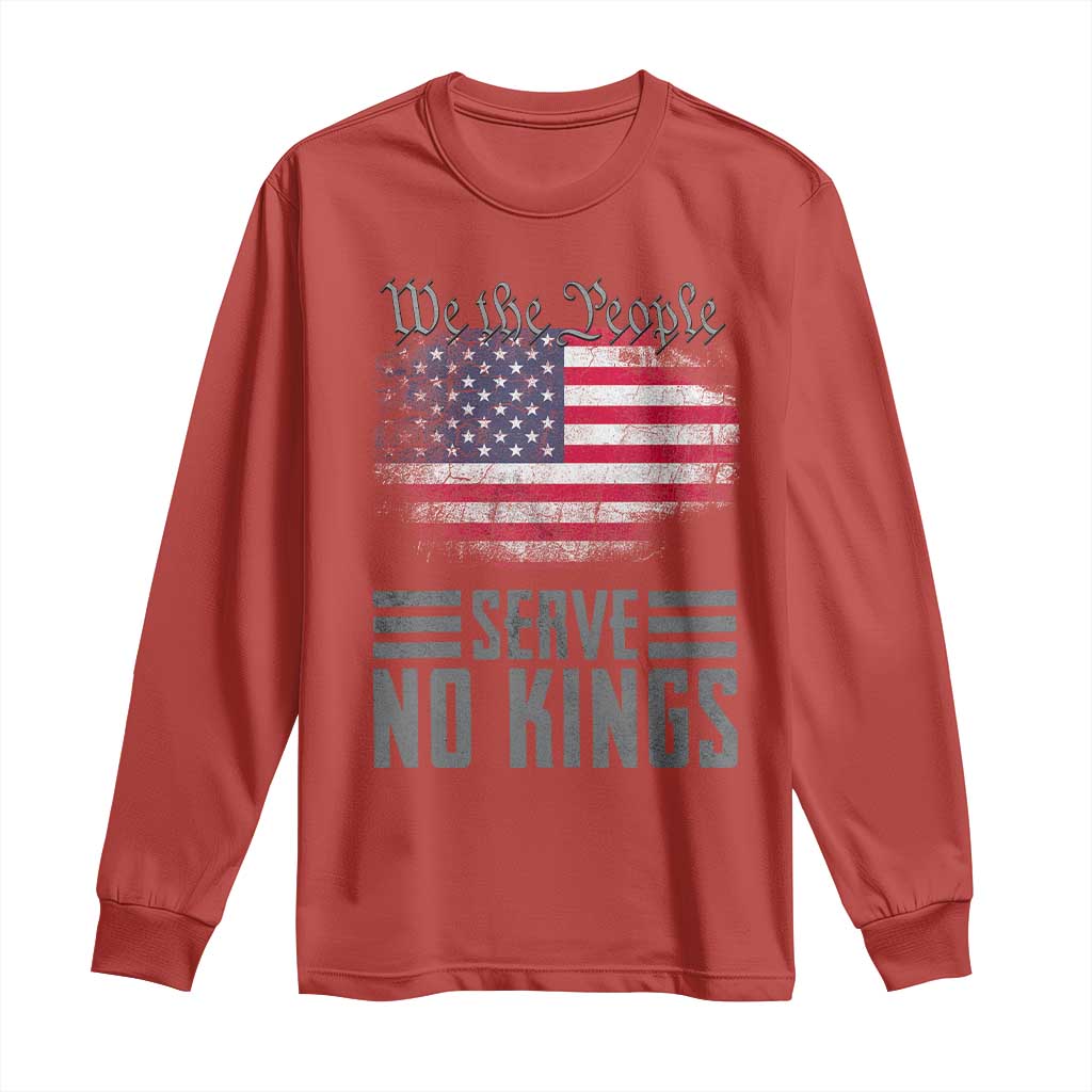 We The People Serve No Kings Long Sleeve Shirt Patriotic Eagle American Flag - Wonder Print Shop