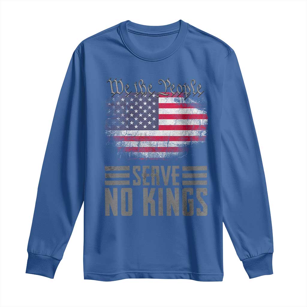 We The People Serve No Kings Long Sleeve Shirt Patriotic Eagle American Flag - Wonder Print Shop