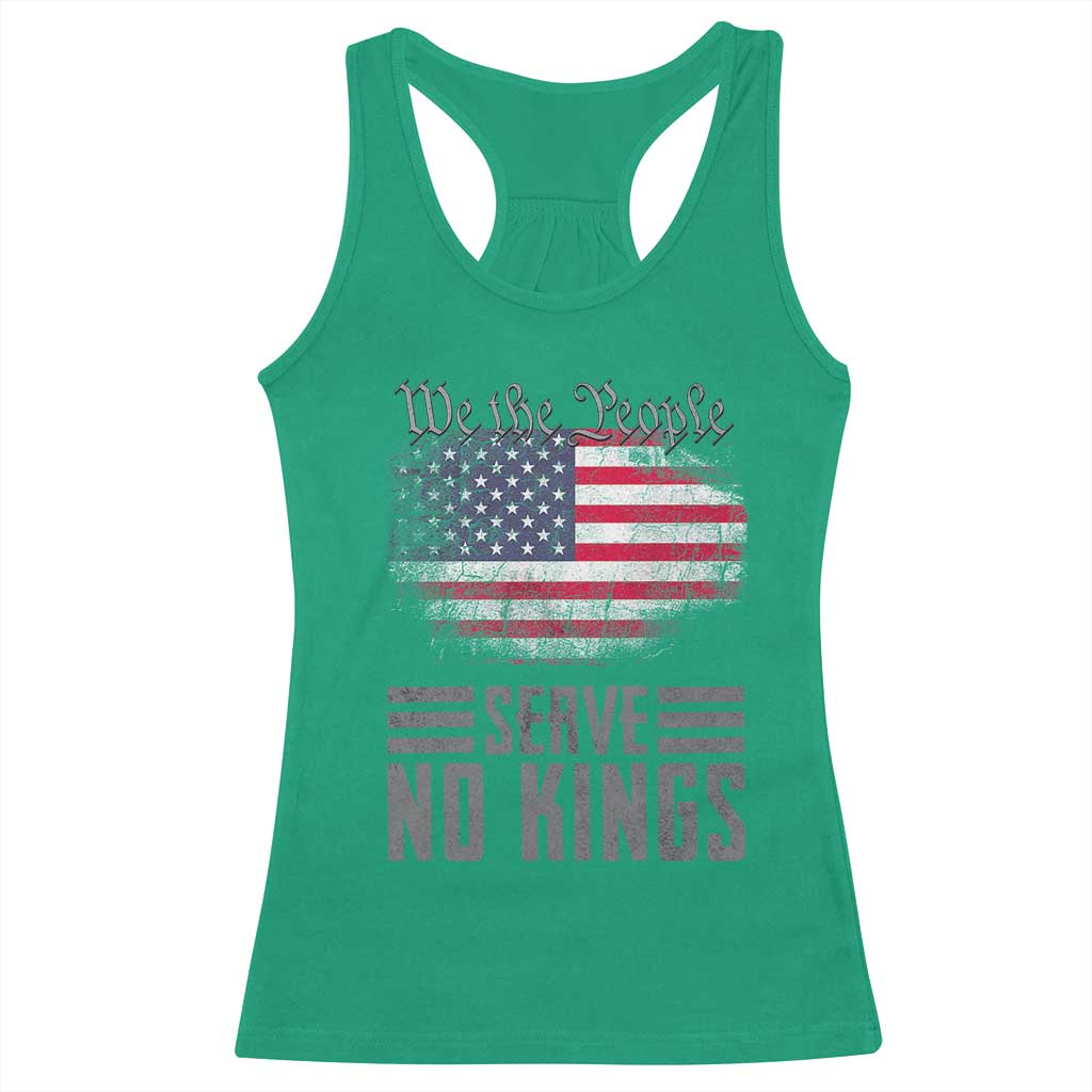 We The People Serve No Kings Racerback Tank Top Patriotic Eagle American Flag - Wonder Print Shop
