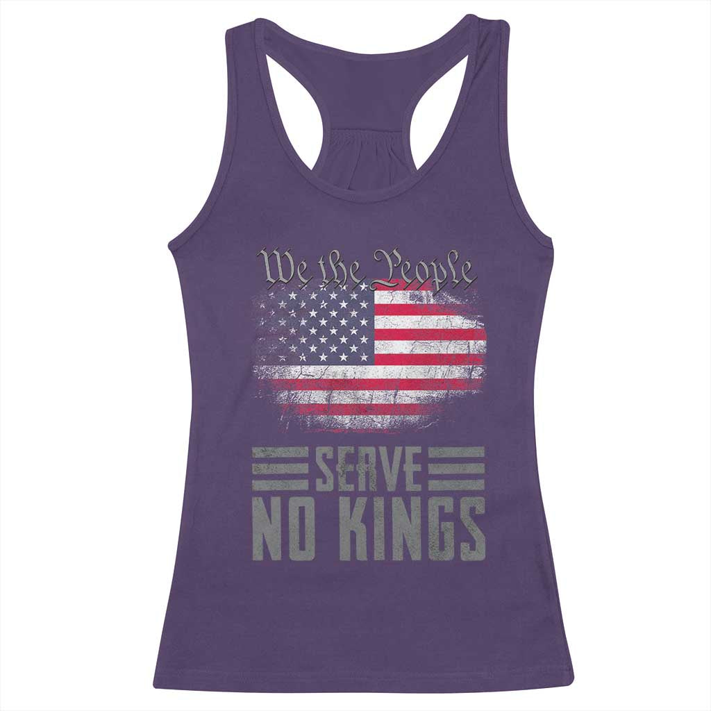 We The People Serve No Kings Racerback Tank Top Patriotic Eagle American Flag - Wonder Print Shop