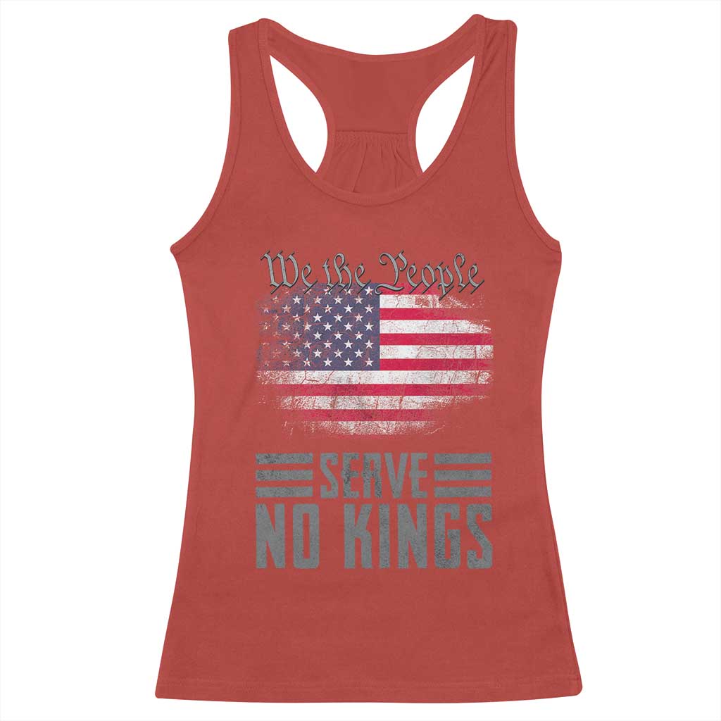 We The People Serve No Kings Racerback Tank Top Patriotic Eagle American Flag - Wonder Print Shop