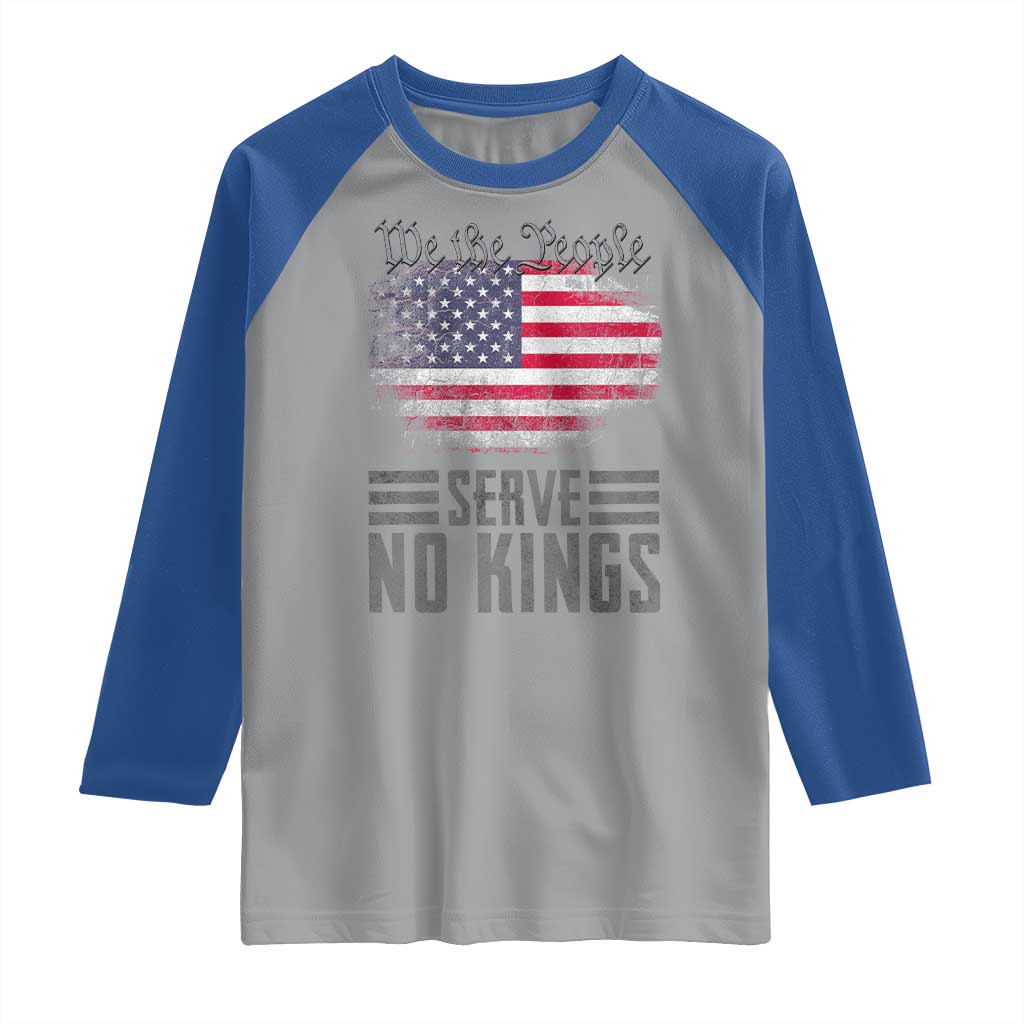 We The People Serve No Kings Raglan Shirt Patriotic Eagle American Flag - Wonder Print Shop