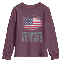 We The People Serve No Kings Youth Sweatshirt Patriotic Eagle American Flag - Wonder Print Shop