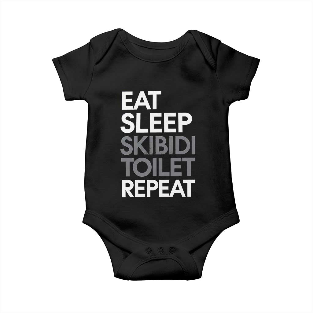 Eat Sleep Skibidi Toilet Repeat Baby Onesie Funny Gen Alpha Slang