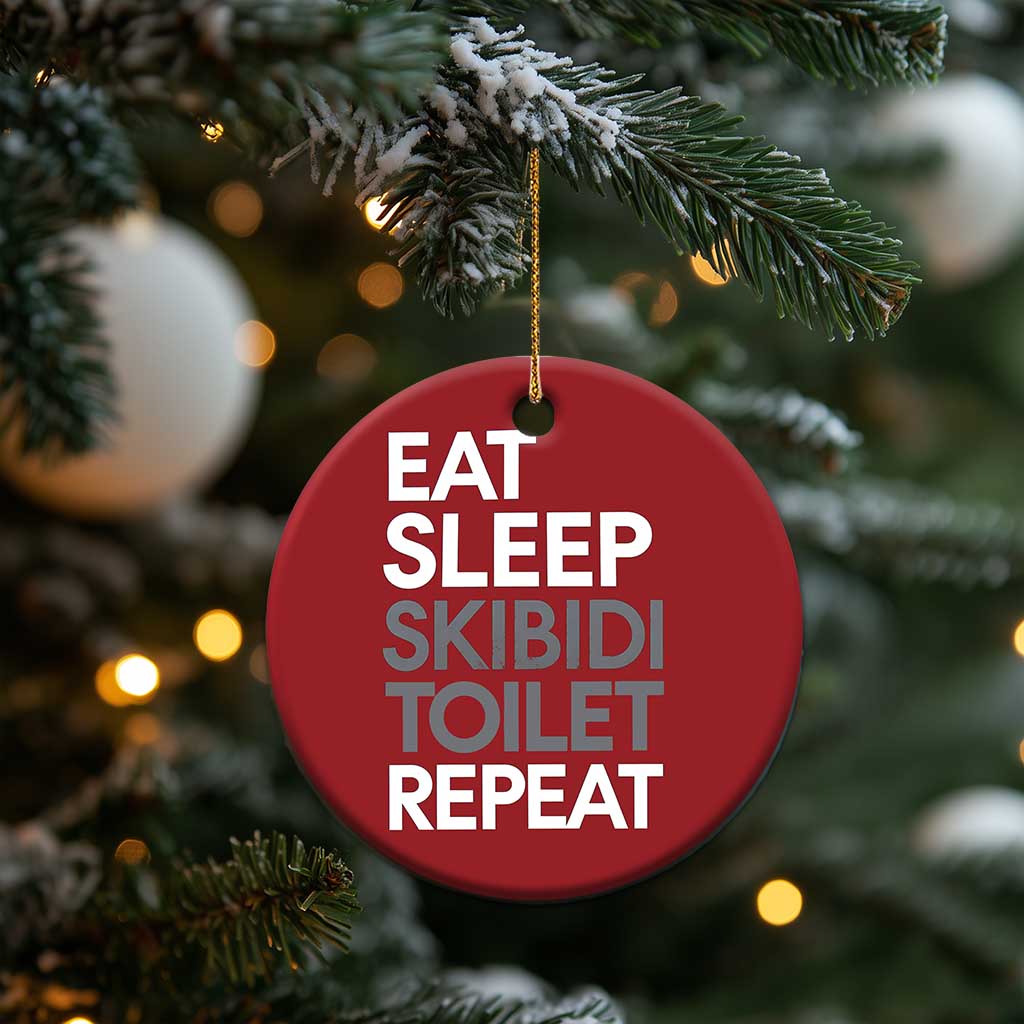 Eat Sleep Skibidi Toilet Repeat Christmas Ornament Funny Gen Alpha Slang - Wonder Print Shop