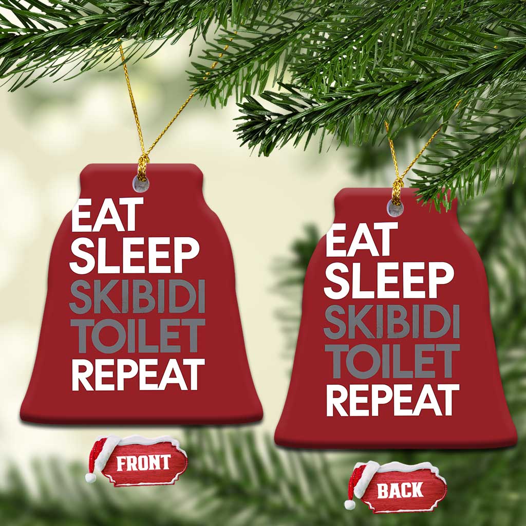 Eat Sleep Skibidi Toilet Repeat Christmas Ornament Funny Gen Alpha Slang - Wonder Print Shop