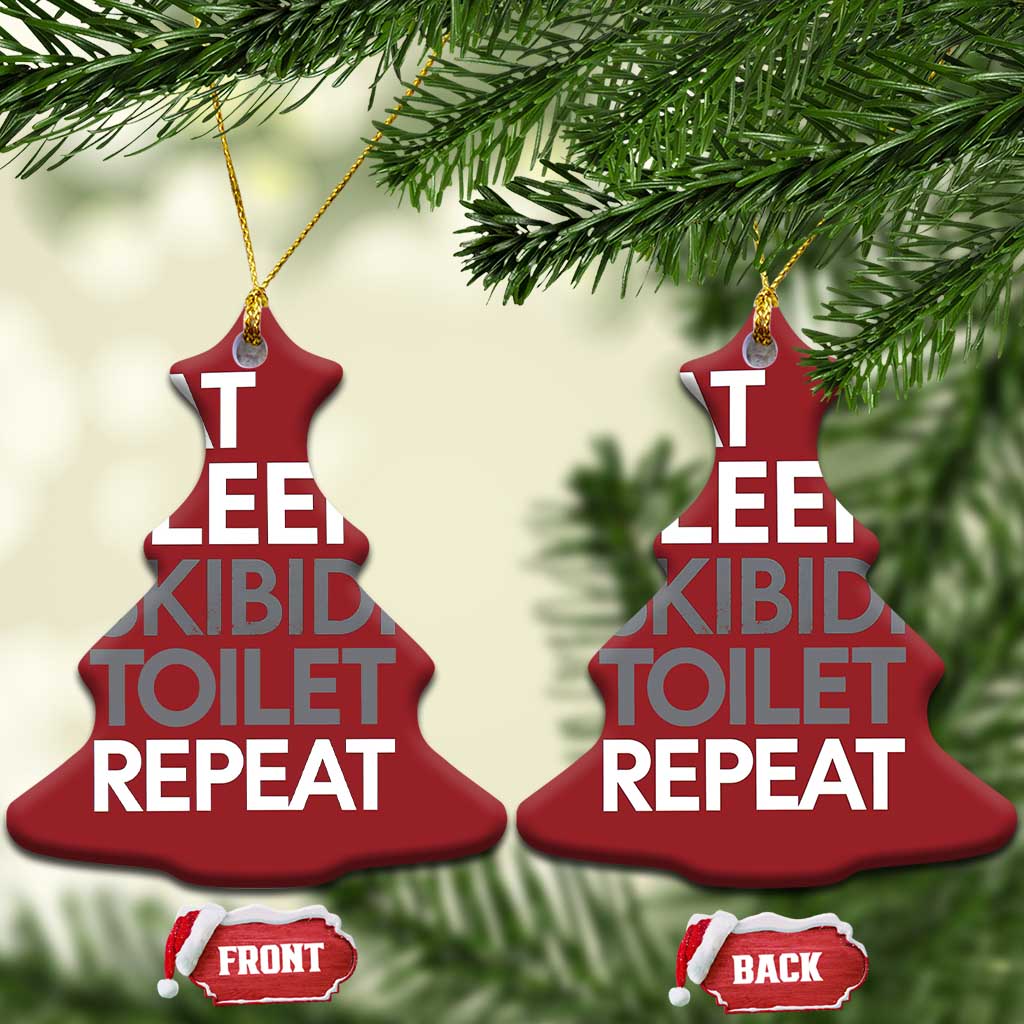 Eat Sleep Skibidi Toilet Repeat Christmas Ornament Funny Gen Alpha Slang - Wonder Print Shop