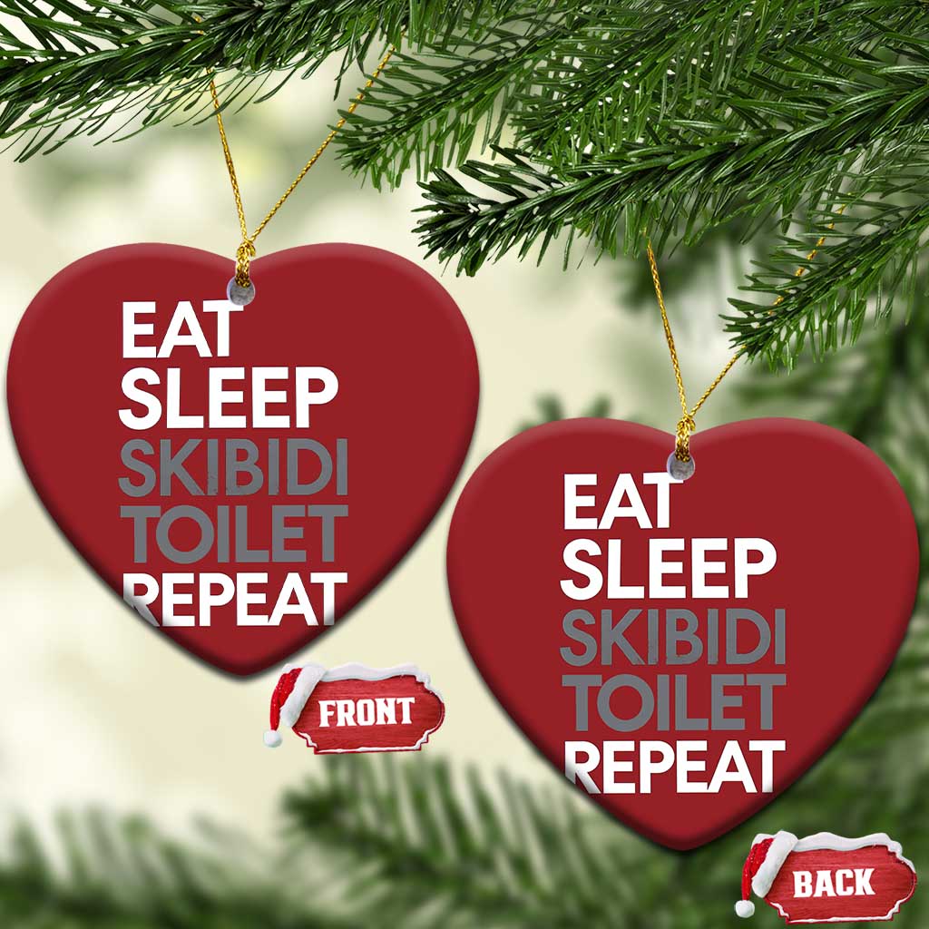 Eat Sleep Skibidi Toilet Repeat Christmas Ornament Funny Gen Alpha Slang - Wonder Print Shop