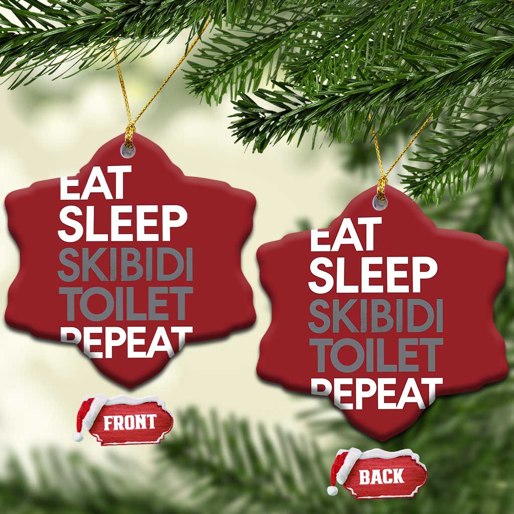 Eat Sleep Skibidi Toilet Repeat Christmas Ornament Funny Gen Alpha Slang - Wonder Print Shop