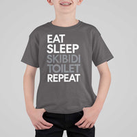 Eat Sleep Skibidi Toilet Repeat T Shirt For Kid Funny Gen Alpha Slang - Wonder Print Shop