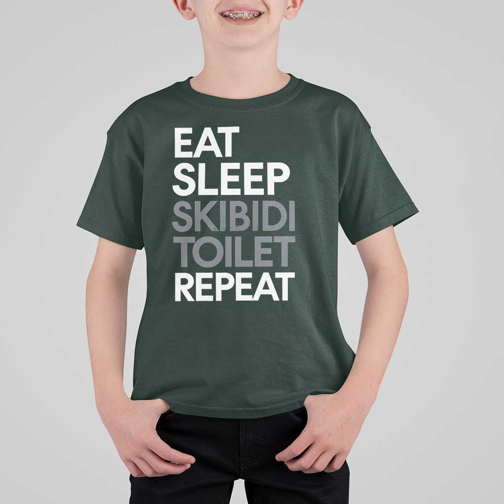 Eat Sleep Skibidi Toilet Repeat T Shirt For Kid Funny Gen Alpha Slang - Wonder Print Shop