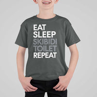 Eat Sleep Skibidi Toilet Repeat T Shirt For Kid Funny Gen Alpha Slang - Wonder Print Shop