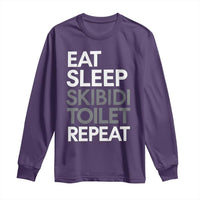 Eat Sleep Skibidi Toilet Repeat Long Sleeve Shirt Funny Gen Alpha Slang