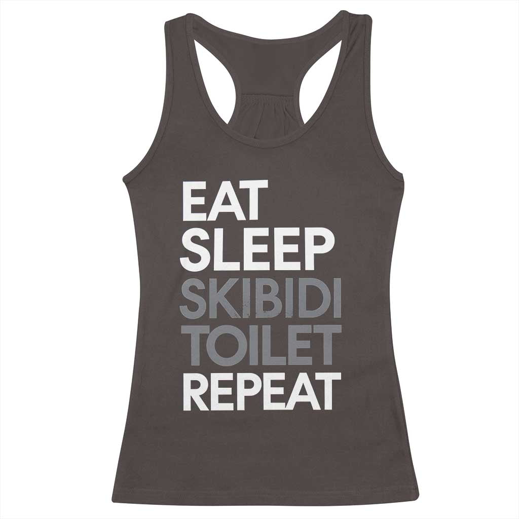 Eat Sleep Skibidi Toilet Repeat Racerback Tank Top Funny Gen Alpha Slang