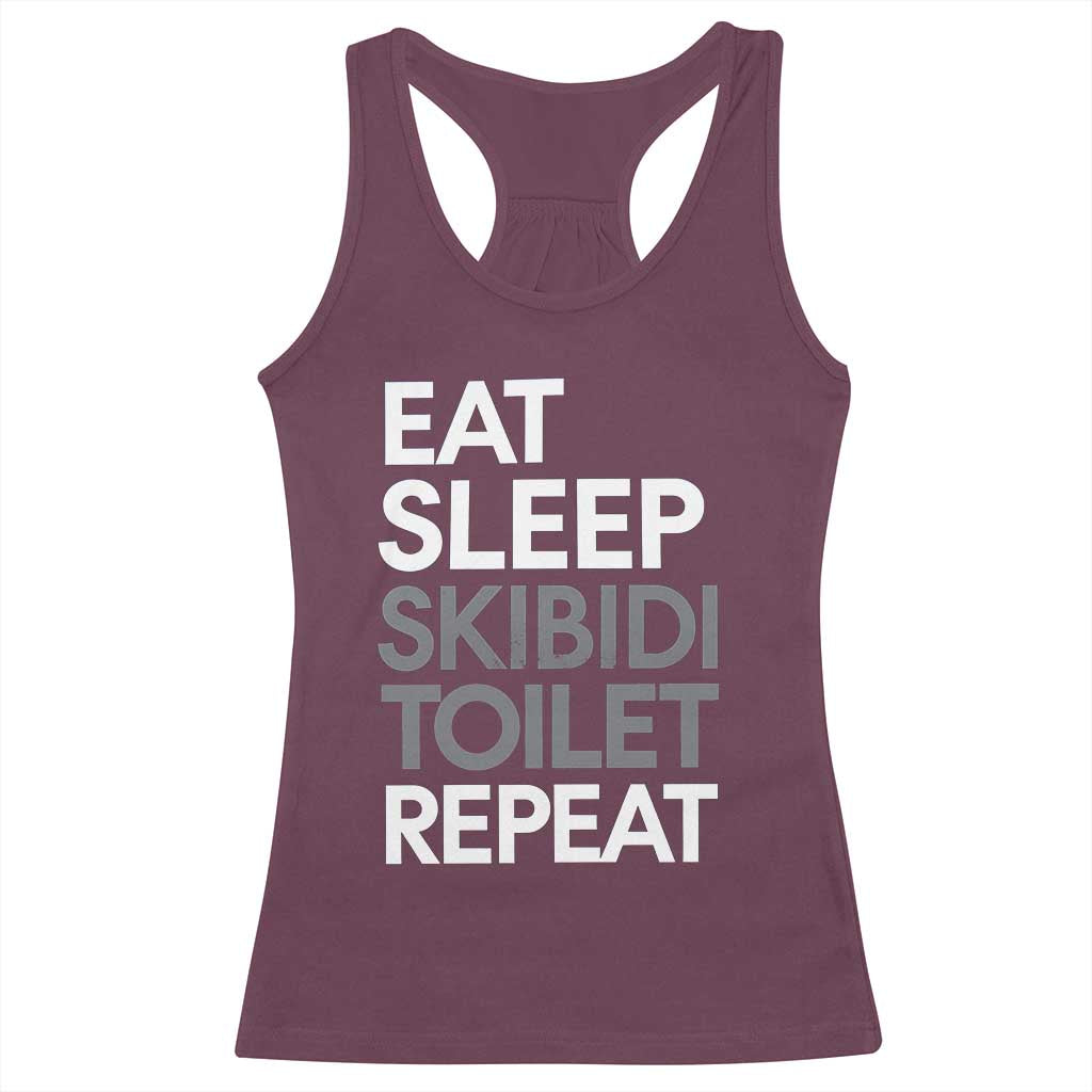 Eat Sleep Skibidi Toilet Repeat Racerback Tank Top Funny Gen Alpha Slang