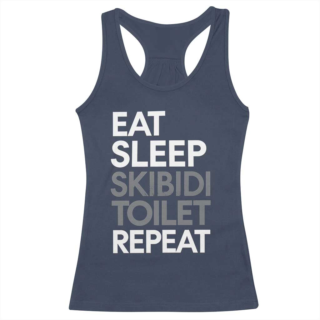 Eat Sleep Skibidi Toilet Repeat Racerback Tank Top Funny Gen Alpha Slang