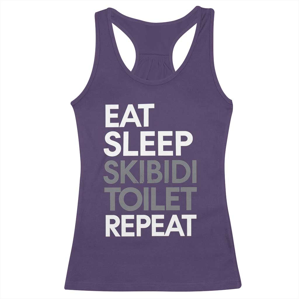 Eat Sleep Skibidi Toilet Repeat Racerback Tank Top Funny Gen Alpha Slang