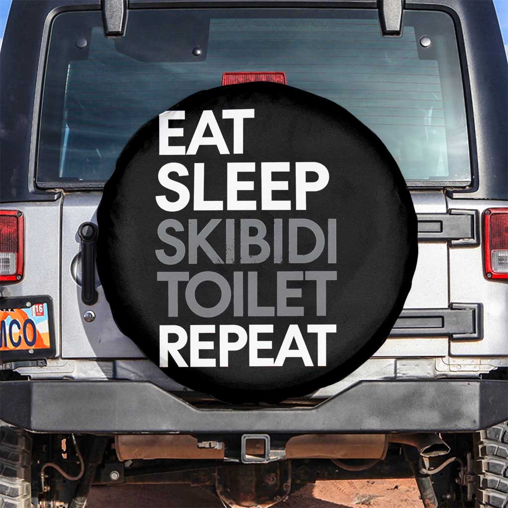 Eat Sleep Skibidi Toilet Repeat Spare Tire Cover Funny Gen Alpha Slang